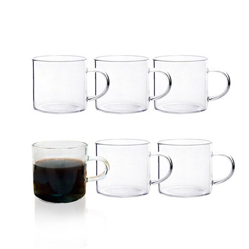 Bestra 홈카페 내열유리 머그컵, 110ml 6개×1세트