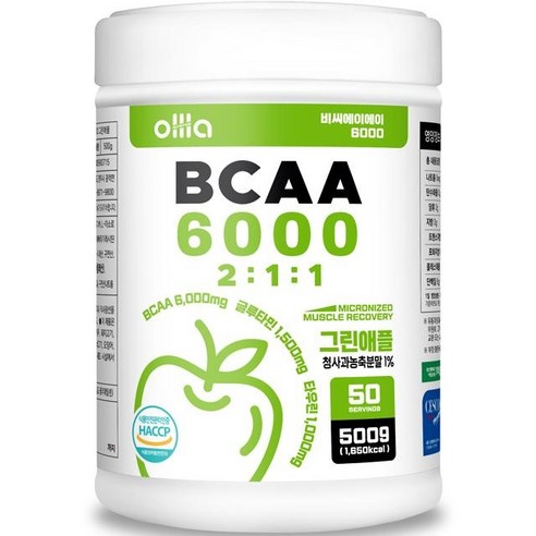 올라 BCAA 6000 그린애플 파우더 50서빙, 500g