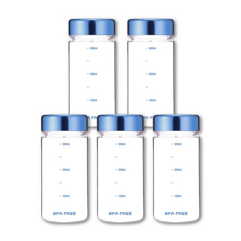 눈금 트라이탄 보틀 컬러메탈캡 물병 5p, 블루 350ml (5개입), 5개