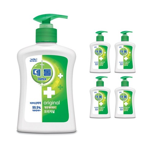 데톨 핸드워시 오리지널 본품, 5개, 250ml