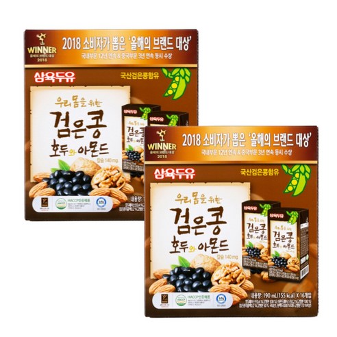 삼육두유 검은콩 호두 앤 아몬드두유, 190ml, 160개