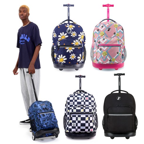 제이월드 18인치 롤링백팩: 무거운 짐은 이제 안녕, 자유로운 학교생활 시작!