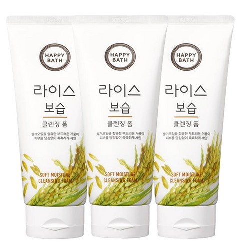 해피바스 라이스 보습 클렌징폼200ml, 200ml, 3개