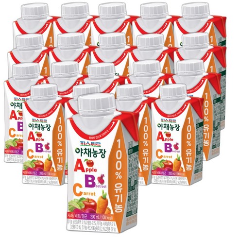 파스퇴르 야채농장 ABC주스 200ml (20팩) 실온보관, 20개