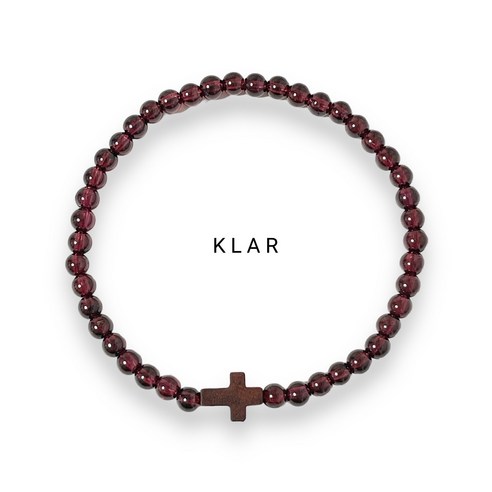 클라(KLAR) 천연 가넷(Garnet) 샤벨 십자가 팔찌