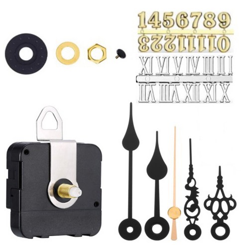 Xzante Diy 사일런트 스윕 쿼츠 시계 운동 메커니즘 숫자 키트 2 짧은 손 부품 수리 교체, 검은 색