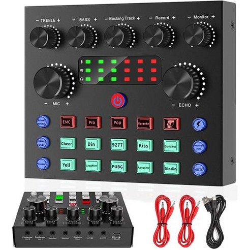 오토마튠사운드믹서 오디오믹서 PC 컴퓨터용 라이브 V8S 10 3 마이크 입력, 1.Black