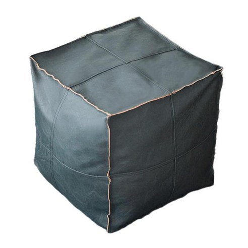Boho 모로코 Pouf Cover Footstool Storage 오스만 방 장식 거실, PU 가죽, 스퀘어 블루