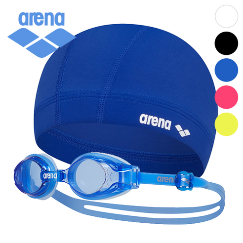 [정품] 아레나 수경 수모 생존수영 세트 초등 유아 주니어, 1세트, 블루