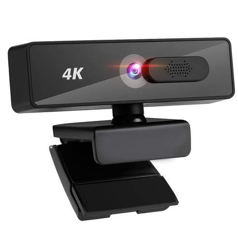 Xzante 4K 웹캠 HD 회의 카메라 PC 컴퓨터 웹 자동 초점 USB 웹캠(사무실 회의용 마이크 포함), 1개, 검은 색