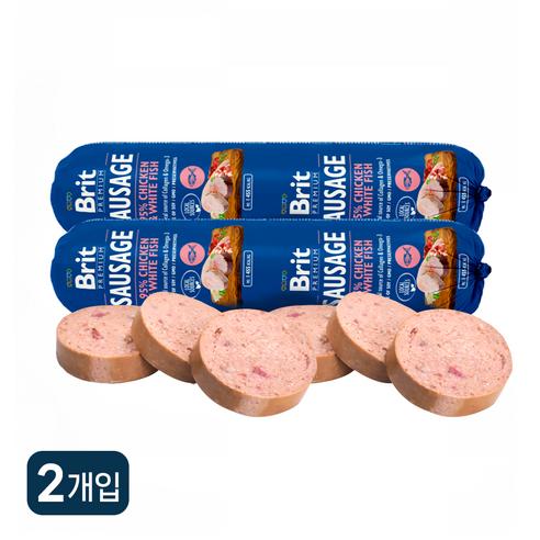 브릿 프리미엄 독 화식 강아지 사료 소세지, 2개, 800g, 닭고기&피쉬