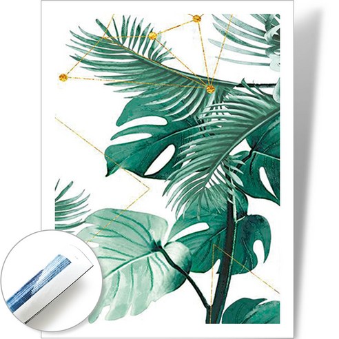 퍼니플 대형 캔버스 DIY 비즈 보석십자수 패브릭형 40x30cm, 모던 몬스테라 (BF34005), 1개
