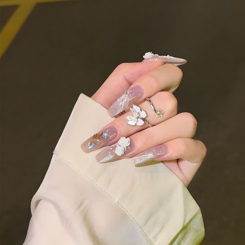 CLJD 네일팁 24종 세트 인조손톱 젤네일스티커, 롱KR1043, 1세트