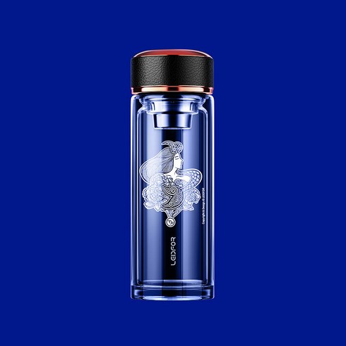 Redf 더블 레이어 유리 인쇄 차 컵 물 컵 [원래 저작권 암], 염소, 500Ml