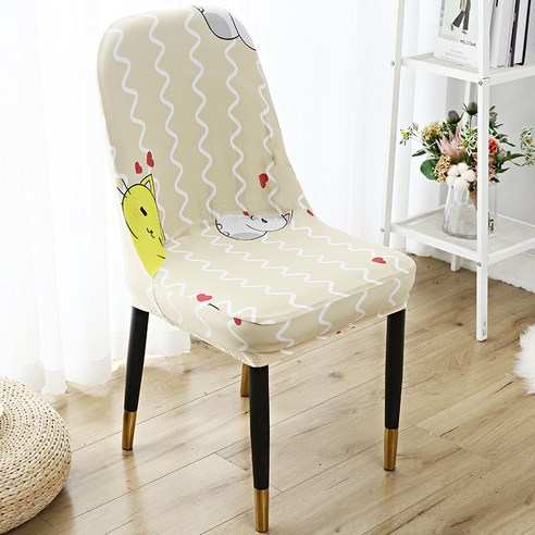 의자 커버 대호형 이형 반원 등받이 일체 의자 커버 가정용 탄력 통용 사계절 탁자 의자 커버, 물결 고양이