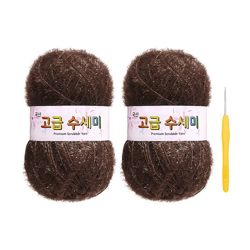 울클럽 별꽃수세미 DIY 고급수세미실 80g 2볼 + 코바늘 6호 (동영상제공), 137밤색