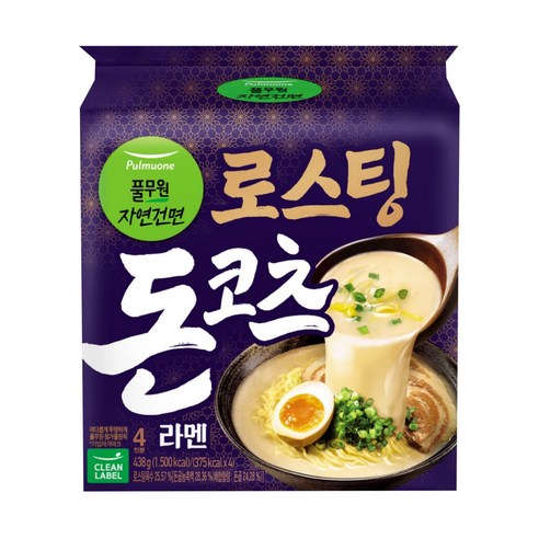 풀무원 자연건면 로스팅 돈코츠 라멘 109.5g, 4개