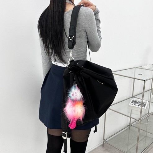 이너이너프 남녀공용 심플 지퍼 복조리 방수 나일론 스트링 백팩