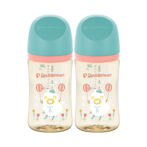 더블하트 모유실감 3세대 PPSU 노꼭지 젖병 트윈팩, 하늘을날꼬양, 240ml, 1개