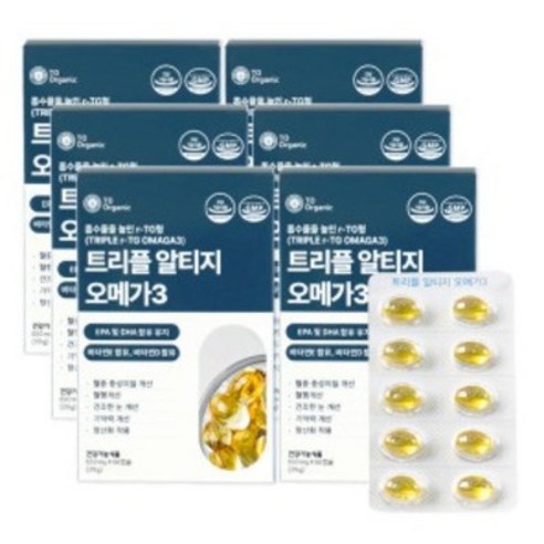 투오가닉 트리플 알티지 rTG DHA 오메가3 650mg 60캡슐, 39g, 6개