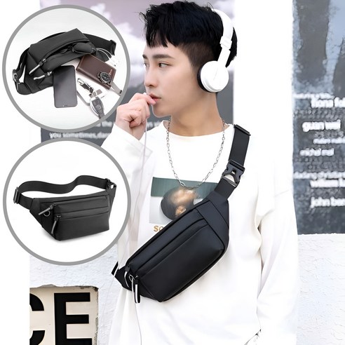더베로나 남녀공용 심플 미니 힙색 방수 메신저 크로스 슬링백 허리색 가방