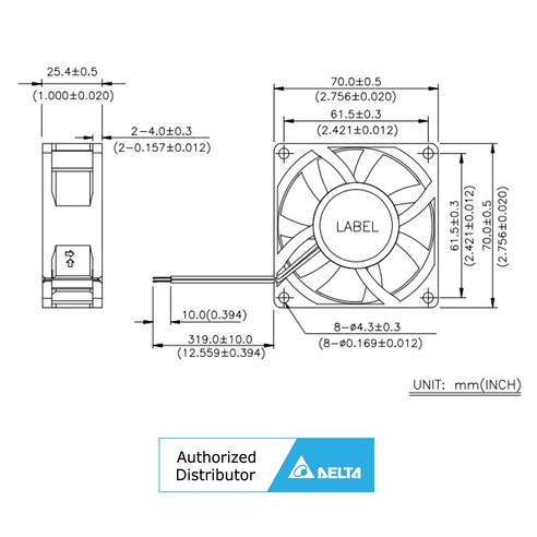 델타 팬 AFB0712M-A DC 12V 0.11A 냉각팬 쿨링, 1개