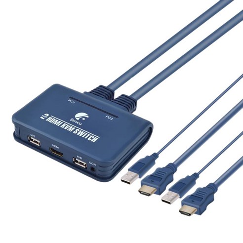 노 브랜드 듀얼 모니터 스위치 지원 데스크탑 컨트롤러 스위칭용 케이블이 있는 2 포트 USB HDMI 호환 KVM 스위처, 없이, 변환기