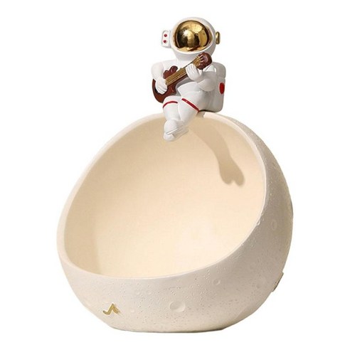 사탕 그릇 및 홀더 우주 비행사 장식 입상 보석 키 폰 시계 보관 그릇 데스크탑 주최자, 수지, 하얀