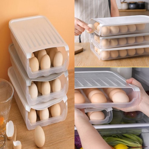 냉장고 계란보관함 계란케이스 계란트레이 에그트레이 대용량 슬라이딩 에그박스, 그레이