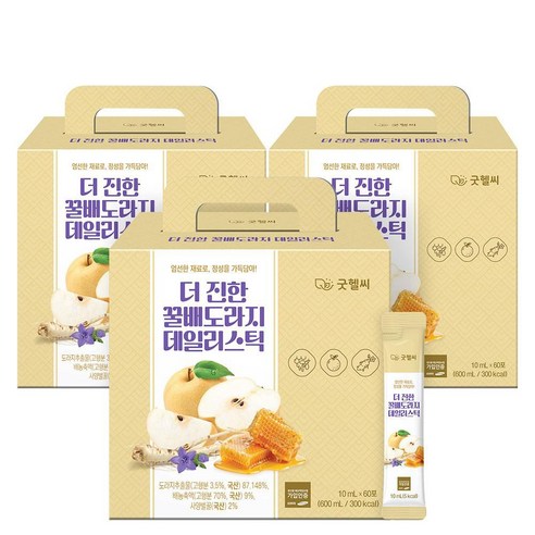 더진한 꿀배도라지 데일리스틱 60포, 3개, 600ml
