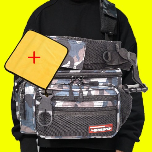 다사가 ST-90 루어낚시가방 크로스백 배스 바다 보조가방 밀리터리 카모 블랙, 블랙1개