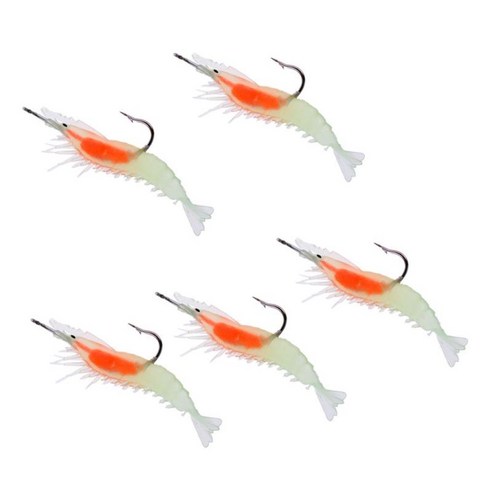 5x 실리콘 소프트 웜 미끼 새우 낚시 미끼 새우 미끼 바다 낚시 6.5cm, 빛나는