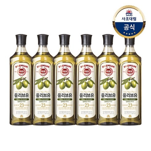 해표 압착 올리브유, 900ml, 6개