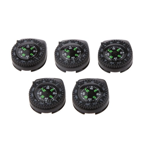5P 야외 하이킹 여행 이동식 미니 손목 시계 나침반, 블랙, 3.2*2.7*2.6 cm, 플라스틱