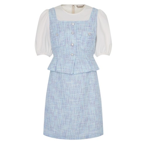 케네스레이디 KENNETH LADY 배색 블라우스 트위드 원피스 EWOPNF03 243191