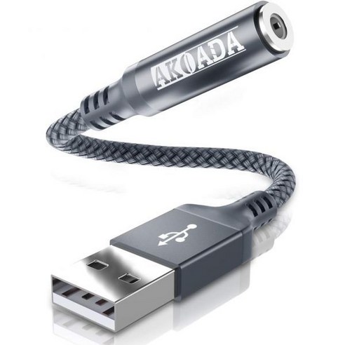 AkoaDa USB-오디오 잭 어댑터18cm 헤드셋 PC 노트북 리눅스 데스크톱 PS4 및 기타 장치와 호환되는 3.5mm ...
