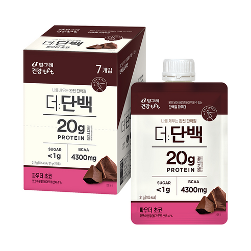 빙그레 건강tft 더단백 파우더 초코, 2개, 217g