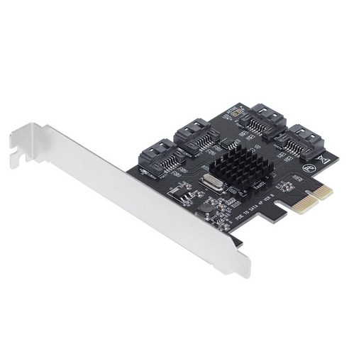 Xzante SATA 확장 카드 PCIE-SATA3.0 데스크탑 컴퓨터 4포트 하드 드라이브 라이저, 검은 색