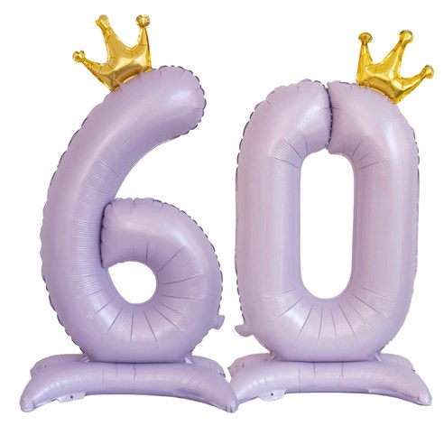 쏙쏙마켓 대형 스탠딩 숫자 은박 풍선 생일파티용품 파스텔라일락, 1개, 숫자 60