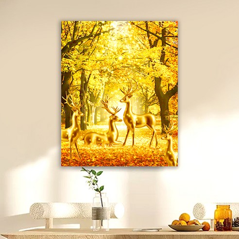 액자 캔버스형 보석십자수 DIY 키트 40 x 50 cm, SZX030.금전운 황금사슴