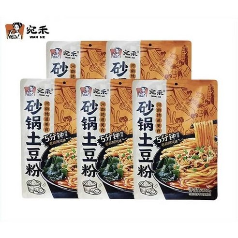 [고품질 중국식품 직배송] 완허 즉석 투도우펀 중국감자면 마라탕 마라샹궈 간편식 감자면 원산지 중국, 5개, 320g