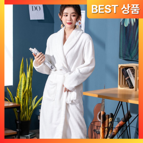 [BEST] 로빈홈즈 샤워가운 목욕가운 호텔, 여성용, 1개, 클리어 아이보리