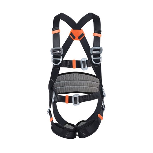 전신 안전 암벽 등반 하네스 벨트 등산 화재 구조 rappelling 장비 허리 어깨 다리 하네스 야외 동굴 탐험 장비, 폴리에스터, 검은 색