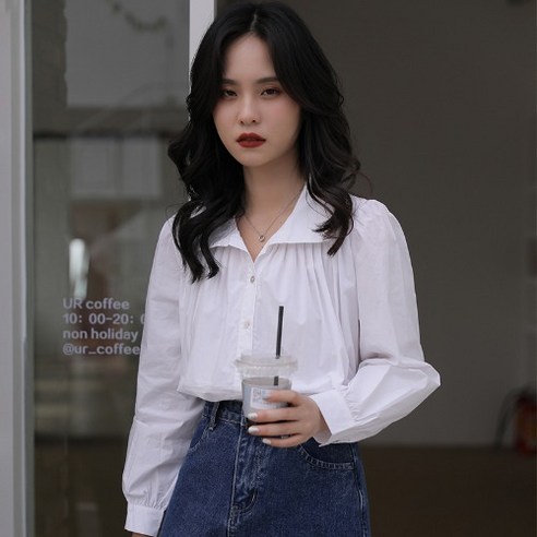 SU 화이트 긴팔 셔츠 디자인 감각 작은 홍콩 스타일 봄 옷 새로운 프랑스어 스타일 세련된 셔츠