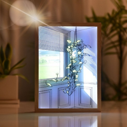 밤을 수놓는 마법, 매직 드로잉 LED 원목 액자 무드등