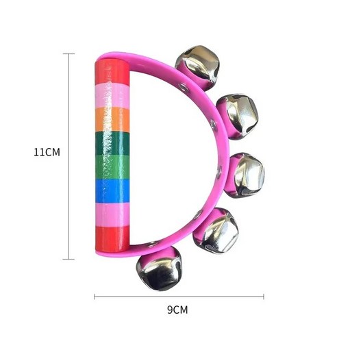 음악 크리스마스 썰매 벨 징글 뮤지컬 악기 나무 손잡이 장난감 소년 소녀용 선물 1PC, [05] BY Rattle Pink