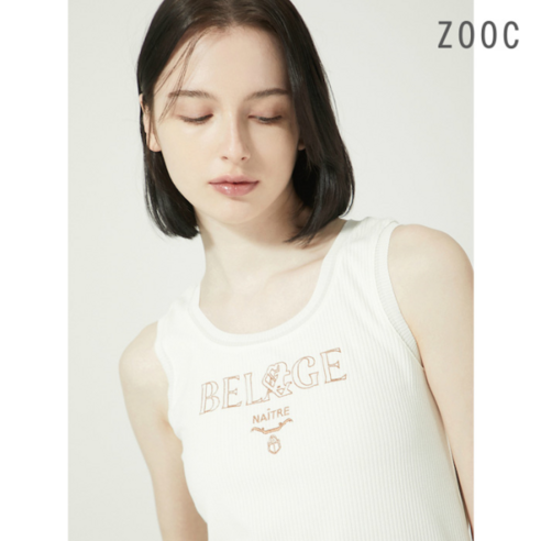 주크 ZOOC 슬리브리스 자수 골지 티셔츠 IV Z232MSM004