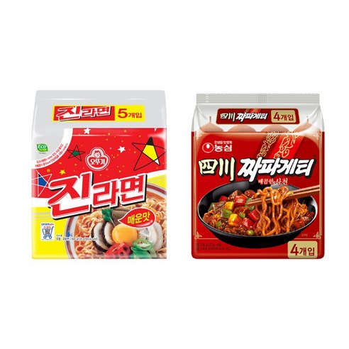 [인기ㅣ강추] 최고의 라면 콤보: 농심 짜파게티와 오뚜기 진라면 매운맛 [최신ㅣ추천상품 입니다]