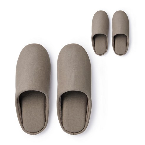 무인양품 MUJI 남녀공용 면 평직 인솔 슬리퍼 2개 JKAB5A2S, 모카브라운
