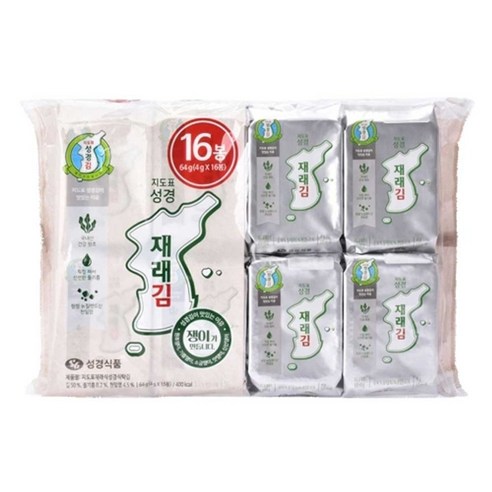 4g x 16봉, 16개, 단일 – 기타브랜드 지도표 성경김 재래 식탁김 성경재래김